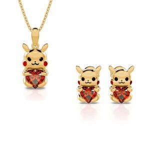 Pikachu "Electric Love" 18K Gold Necklace & Earring Set